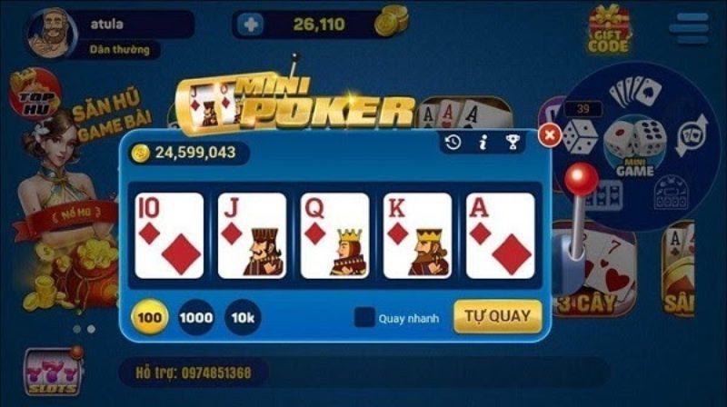 Hướng dẫn cách quay Mini Poker nổ hũ